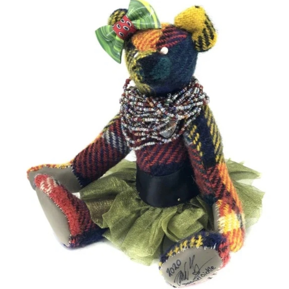 “Persephone” - Wool tartan heirloom teddy bear